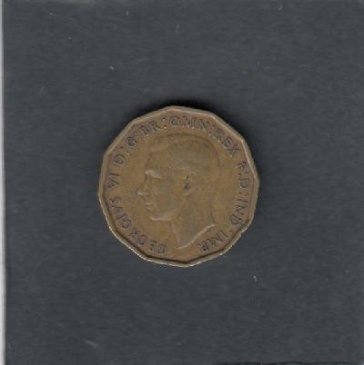 Beschrijving: 3 Pence  GEORGIUS VI